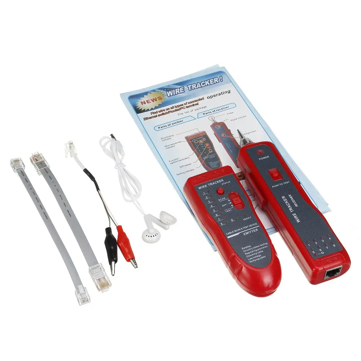 1 комплект Ethernet LAN Сетевой кабель тестер UTP STP RJ11 RJ45 Cat5 Cat6 телефонный провод трекер Tracer тонер детектор линия Finder