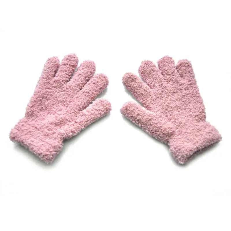 Pink Зимние теплые детские перчатки, Детские эластичные варежки, перчатки для мальчиков и девочек - Color: Pink