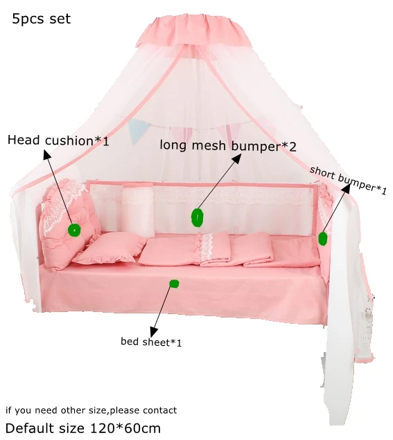 Летняя Детская однотонная кружевная кровать-бампер для кроватки, крутая дышащая сетчатая кровать, защитная подушка, летнее постельное белье - Цвет: pink