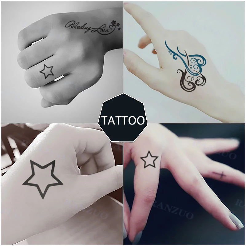 Temporary Tattoo Sticker Star Feather Small Letters Stickers Hand Tattoo Neck Tattoo Small Stickers Fashion Cute Art Fake Tattoo