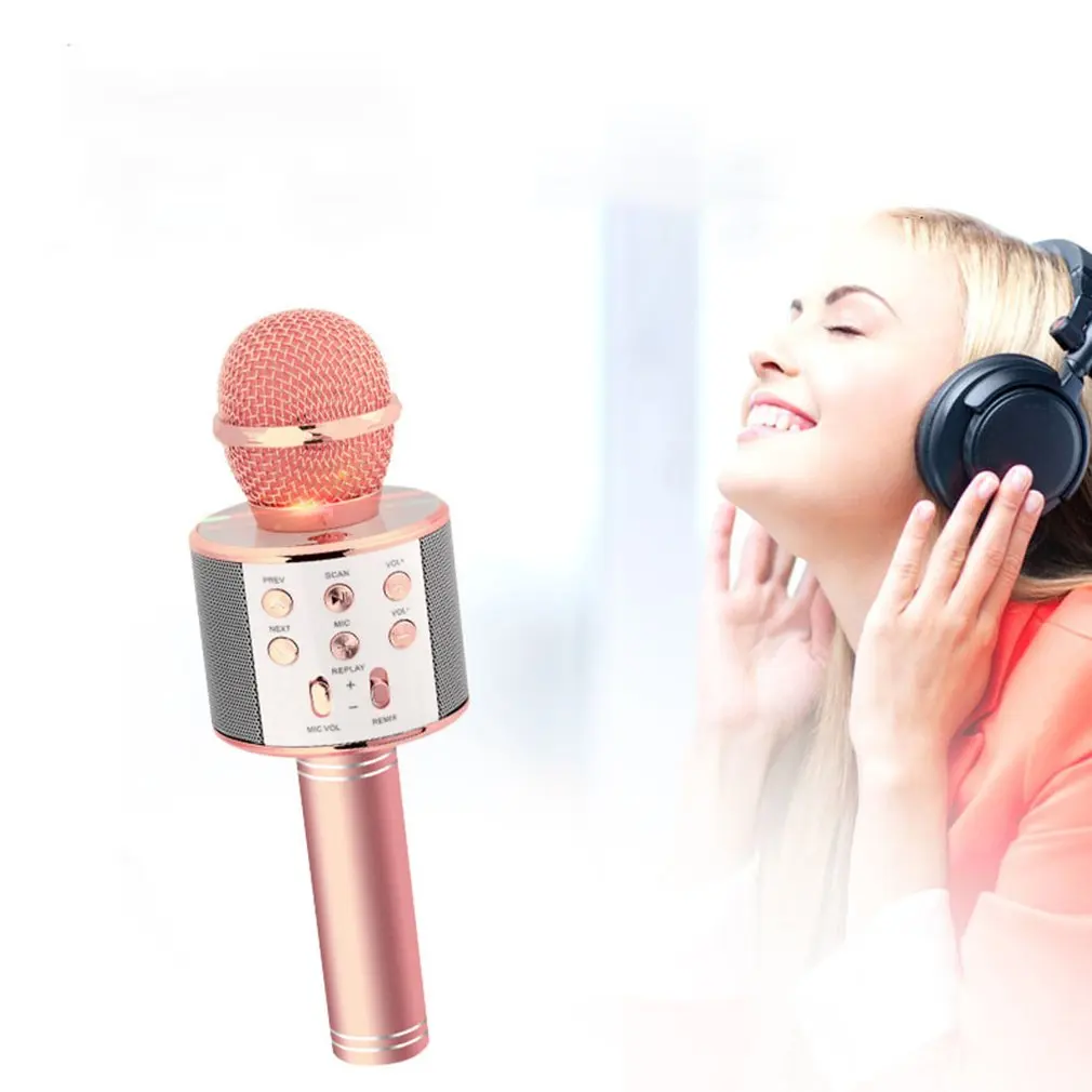 WS 858, беспроводной Bluetooth микрофон, профессиональная Колонка для караоке, ручной микрофон, радио, микрофон, Студийный микрофон