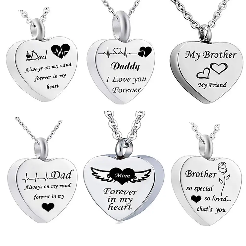 Urn necklace for ashes stainless steel keepsake memorial for mom dad cremation urn,men necklace