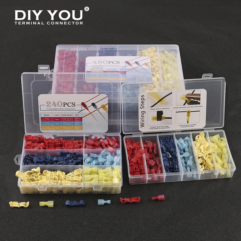 

T-Tap Wire Connector Self-Stripping Splice Crimp Terminals Insulated Male Female Quick Spade Terminal For Electrical Car Audio