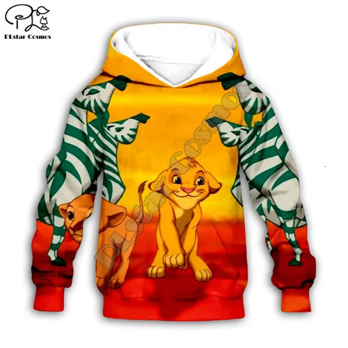 Kids hoodies Детский комплект; толстовка на молнии с 3d принтом «Король Лев»; Simba толстовки с капюшоном и штаны с героями мультфильмов; одежда для маленьких мальчиков и девочек; пуловер HAKUNA MATATA - Цвет: Kids hoodies