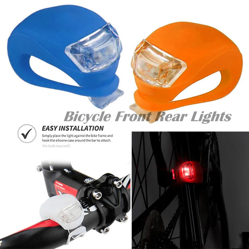 IN STOCK Colorful Bicycle Taillights LED Silicone Mountain Bike Bicycle Front Rear Lights Set Cycle Clip Bike Light accessories
