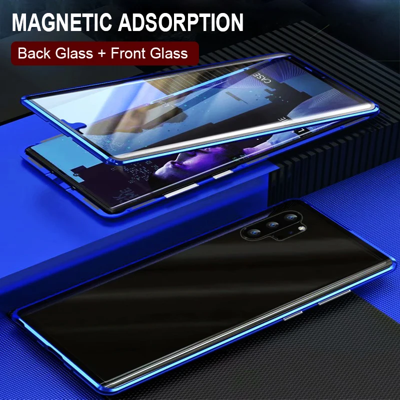 Полный корпус Защитные чехлы для samsung Galaxy Note 10 Plus чехол Магнитный металлический