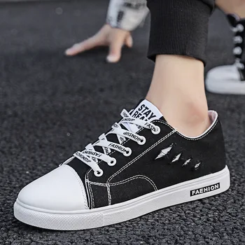 

YeddaMavis Black Canvas Shoes Men Sneakers Men Shoes Spring New Korean Harajuku Retro Men's Canvas Shoes Lace Up Casual Shoes