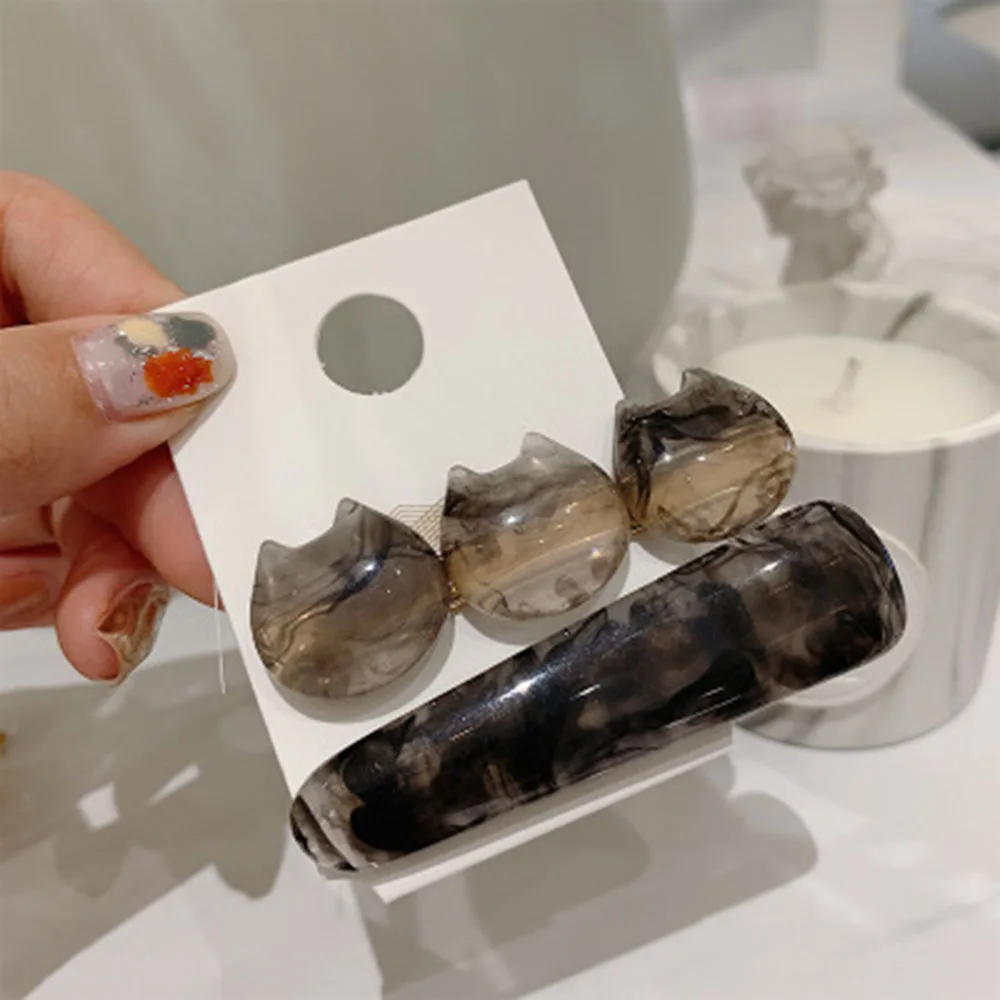 2PCS Korea Acetate Sheet Ins Wind Hairpin Sweet Kitten Side Clip Bangs Clip Word Clip Girl - Цвет: 3