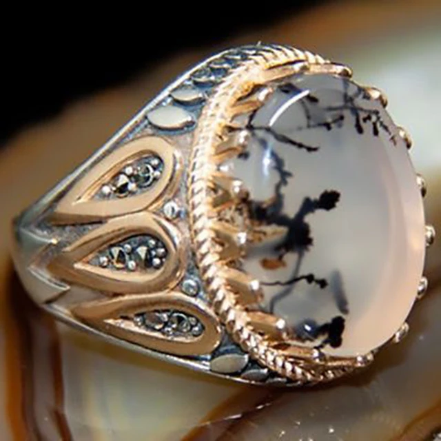 30 Styles Vintage Handmade Turkish Signet Ring For Men Women Ancient Silver Color Black Onyx Stone Punk Rings Religious Jewelry Style19