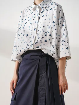 

Fashion Print Lady OL Blouse 2020 New Single-breasted Women Turn-down Collar Shirt And Top