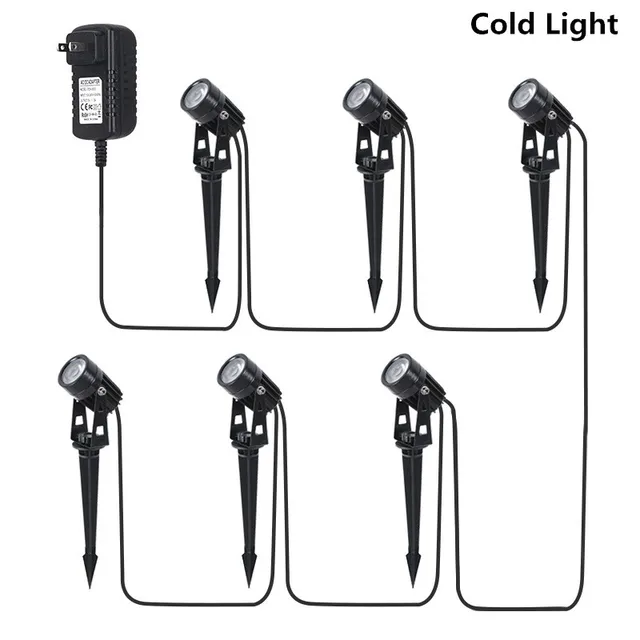 Garden Lawn Spike Lights Low Voltage LED Landscape Lighting IP65 Waterproof Outdoor Lamp Warm White RGB for Walkway Trees Yard 6 Cold Light