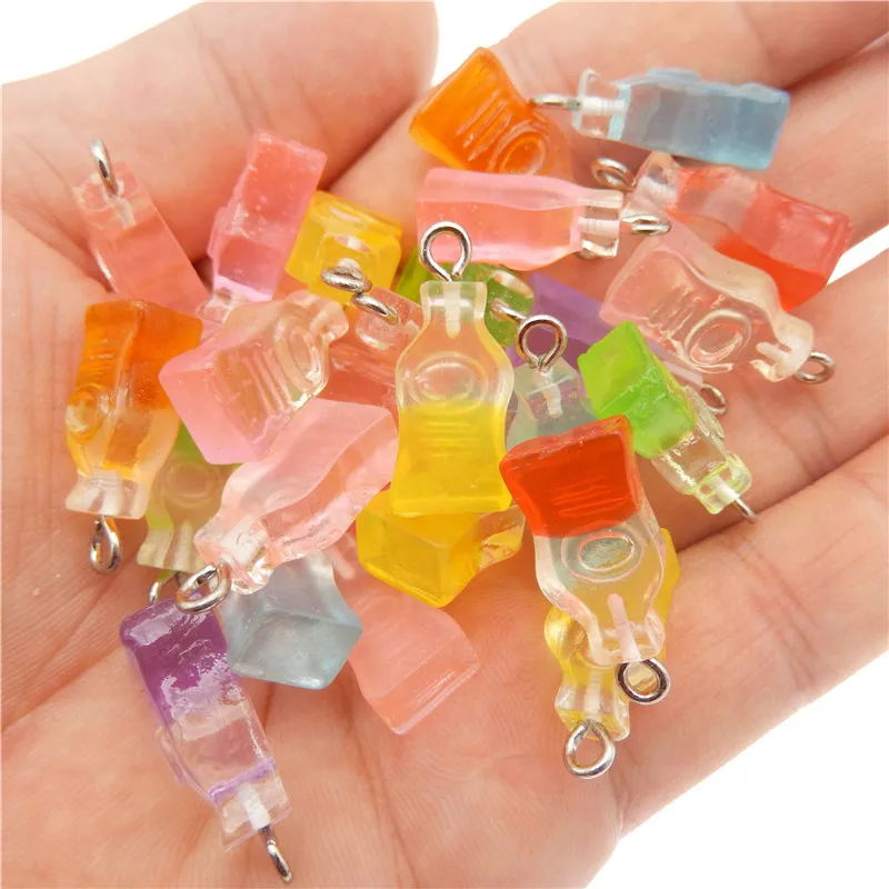 

20pcs/lot Mix Color Resin Pendant Charms NecklaceBracelet Kawaii Juice Bottle Jewelry Fine Gifts Crafts Earrings DIY Wholesale