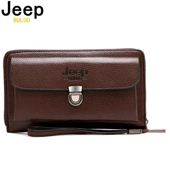 

JEEP BULUO Men's Purse Clutch Bag Men Wallets Long Design Handbag New Casual Wallet Split Leather Wallet For Man