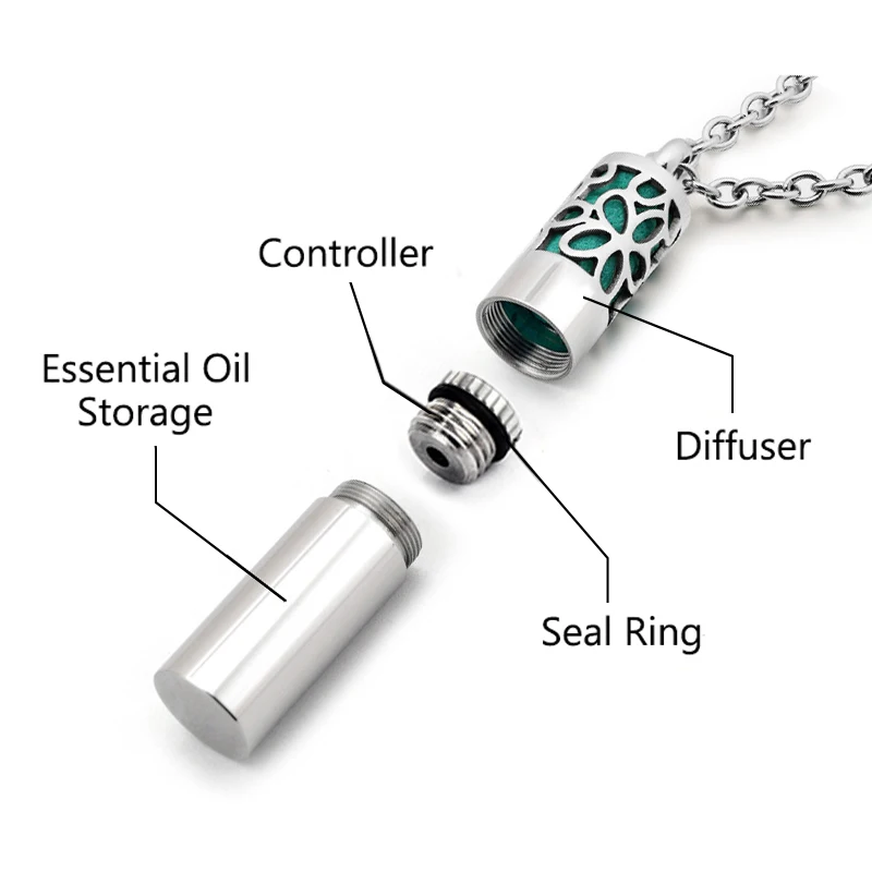 316l круглый диффузор эфирного масла из нержавеющей стали ожерелье модная серебряная подвеска для ароматерапии с бесплатными подушечками LSJH01-05