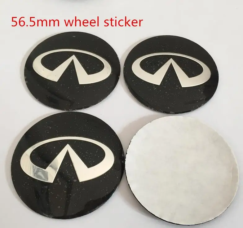 56mm black sticker 4 шт. 56 мм 65 мм infiniti центральный колпак на колесо автомобиля значок пылезащитные Чехлы эмблема наклейка для q30 q50 g35 g37 fx35 fx37 qx70 - Название цвета: 56mm black sticker