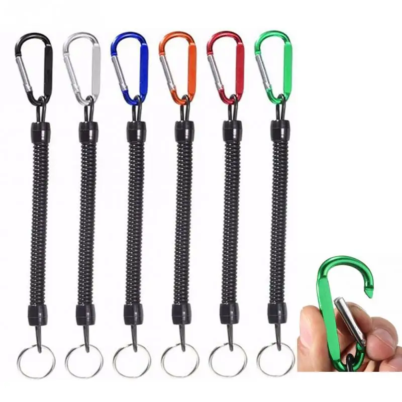 

15CM Fishing Lanyards Boating Kayak Outdoor Climb Buckle Camping Secure Carabiner Secure Lock Grips Tackle Tools With Spring