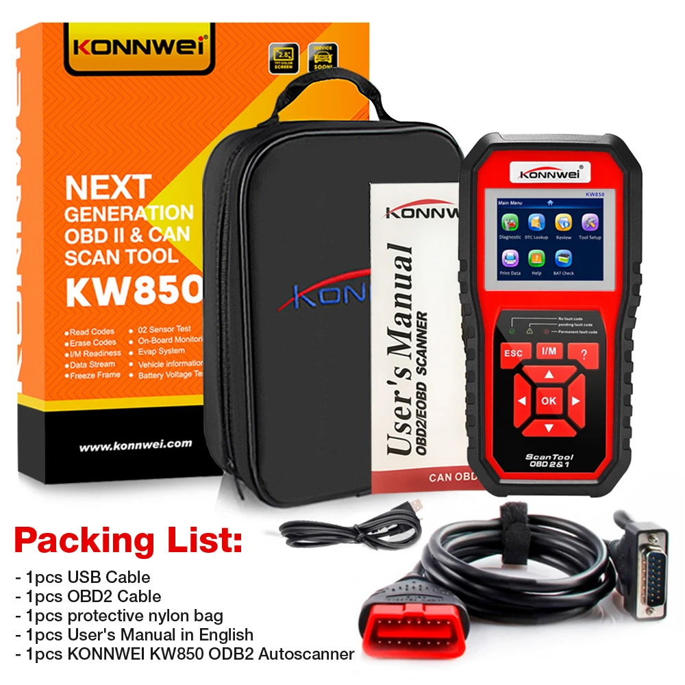 KONNWEI KW850 obd2 Scanner Multi-languages Full OBD 2 Function Auto Diagnostic Tool kw 850 Better Than NX501 AD310 6