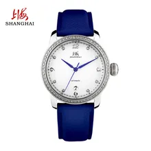 

Shanghai watch female automatic mechanical watch diamond fashion casual 802 leather strap automatic mechanical ladies watch