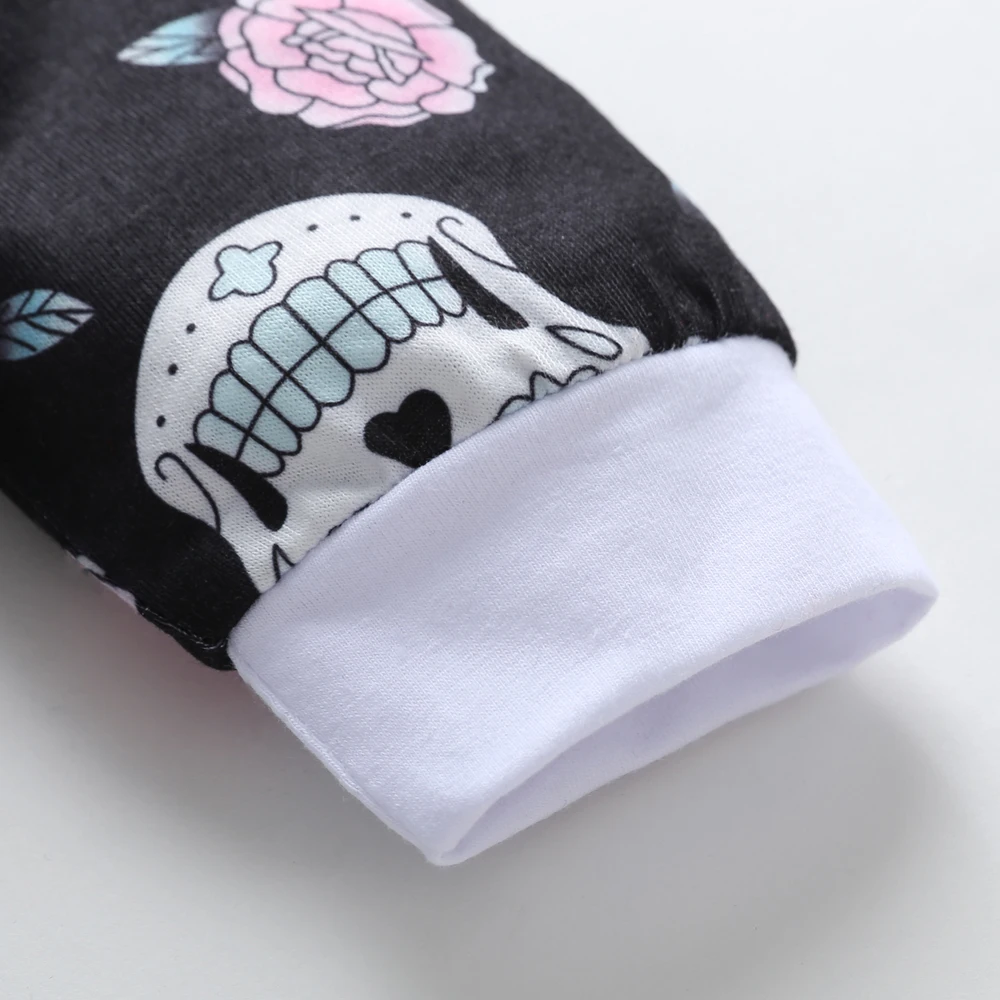 2020 Newborn Baby Boys Girls Rompers Skull Floral Long Sleeve Playsuit Halloween Costume Jumpsuit Cotton kids Outfits