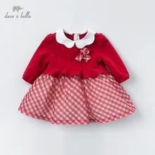 Dave bella/DBM13678; весеннее платье принцессы в клетку с милым цветочным рисунком для маленьких девочек; детское модное праздничное платье; одежда в стиле Лолиты для маленьких детей
