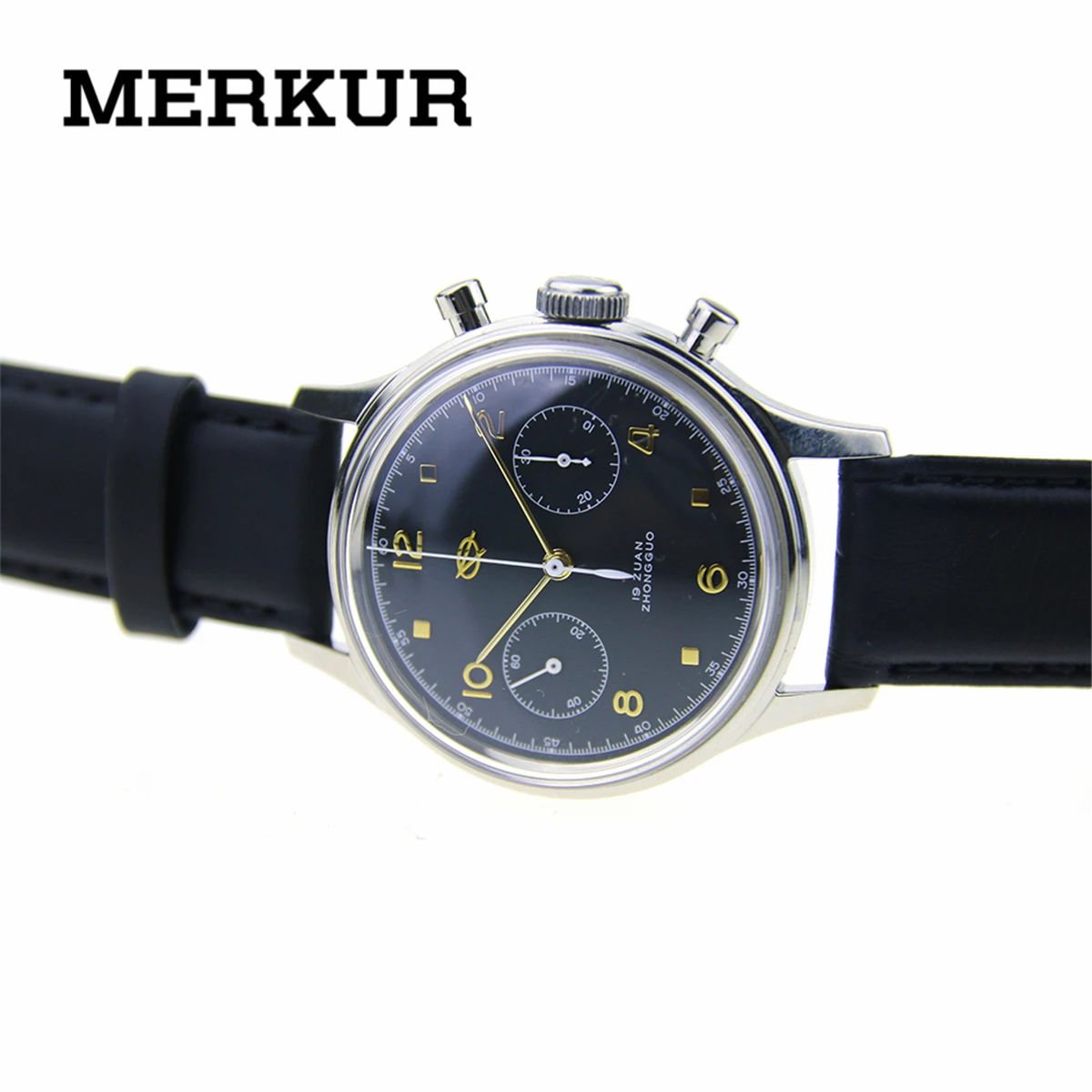 

Seagull Movement Mechanical Chronograph Mens Wrist watch Pilot Officiall Reissue 304 St19 1963 Flieger exibition Black