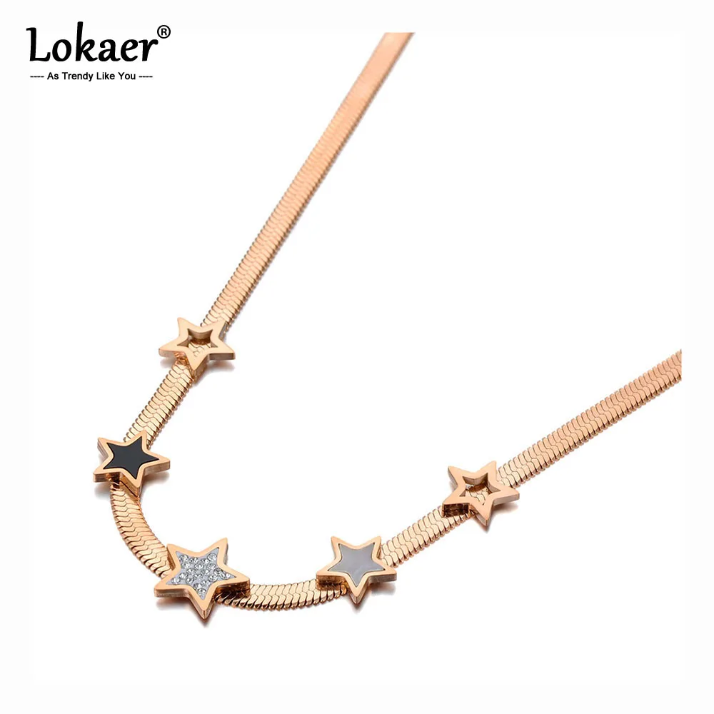 Lokaer Original Design Titanium Stainless Steel Lovely Star Charm Necklaces CZ Crystal Pendant Chain Jewelry For Women N20045 | Украшения и