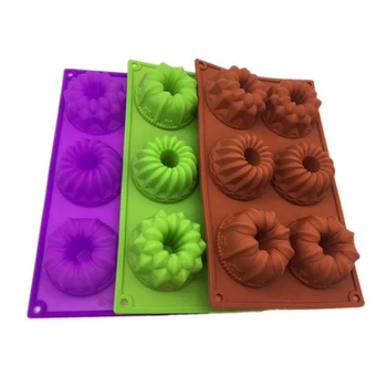 

6 Lattices Silicone Cake Mold Sunflower Jelly Donut Pudding Molds Soap Mould Random Color