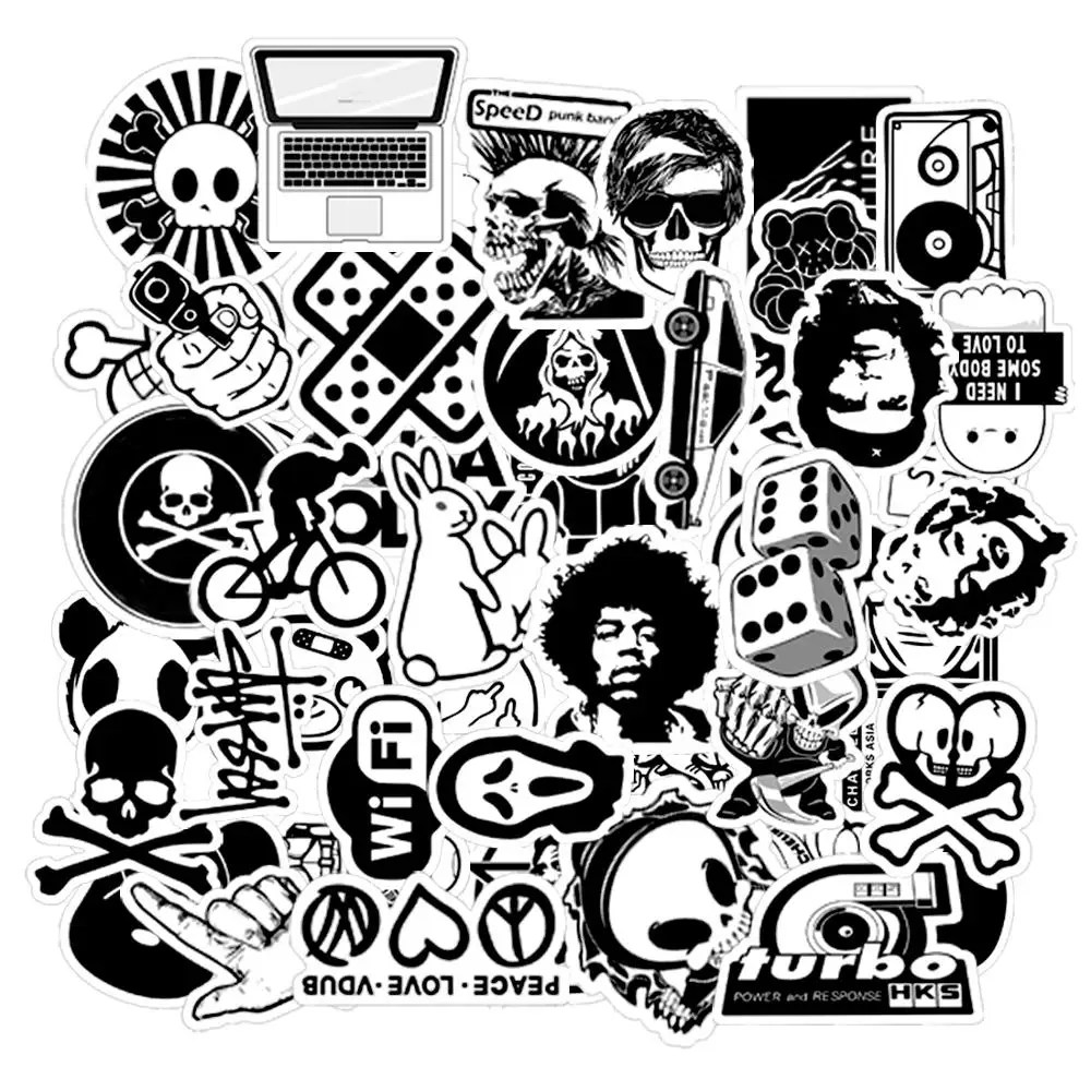 Toys Sticker Bomb Notebook Laptop Random Black White Cartoon 50pcs Luggage Children