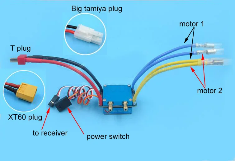 

480A Forward & Backward Brush ESC Two Way 2 Motors Electronic Governor Speed Controller for RC Boat/Car Models