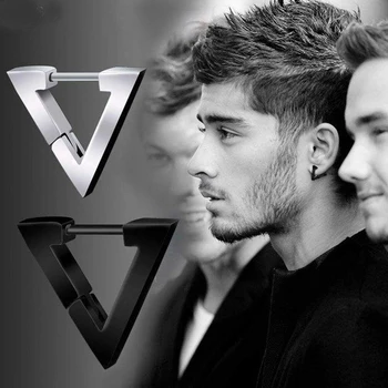 

Fashion Men Women Hoop Earrings Female Jewelry Geometric Triangle Square Hexagon Earring Ear Gold Black Silver Color