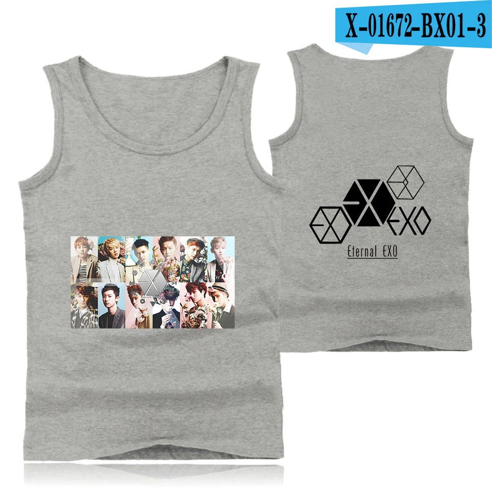 EXO vocal concertprint Модная стильная хипстерская Повседневная Удобная популярная летняя одежда с круглым вырезом без рукавов для мужчин и женщин - Цвет: L