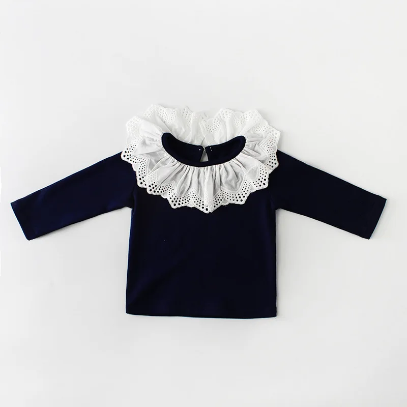 Koodykids/ г. Весенняя футболка для маленьких девочек футболка с длинными рукавами в виде листьев лотоса топы для маленьких девочек, хлопковая рубашка модная дизайнерская Осенняя рубашка
