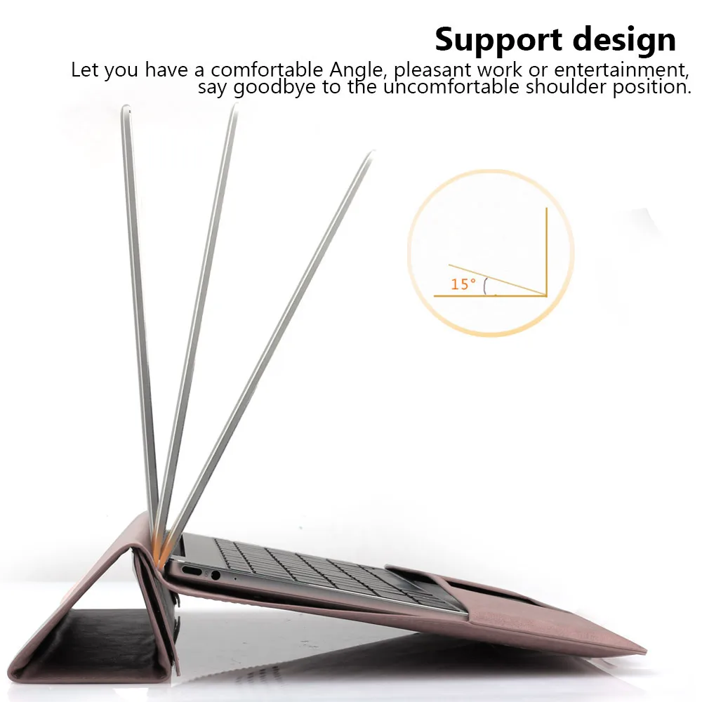 PU Leather Laptop Case for MacBook Pro 16 Inch Angle Guard Shockproof Stand Tablet Case for 5