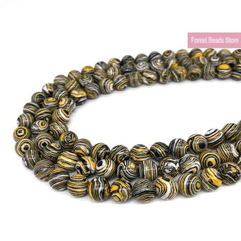 

Yellow Lace Malachite Round Beads Synthetic Stone DIY Bracelet Necklace Accessories for Jewelry Making 15" Strand 4 6 8 10 12MM
