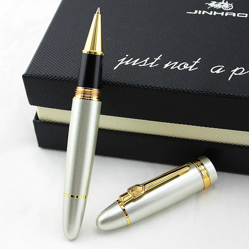 Продвинутая шариковая ручка Jinhao 159 черная яркая с серебряной широкой ручкой Роскошные шариковые ручки для письма подарок