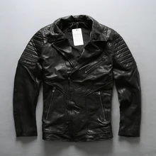 AVIREXFLY, новинка, мужская куртка для езды на мотоцикле, модная, диагональная молния, растительный танин, козья кожа, байкерские куртки