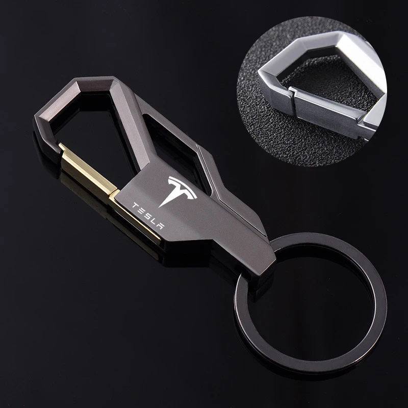

For Tesla Model 3 2017-2019 Model X Y S Car Keychain Accessories Car Logo metal Keychain Laser engraving style car Key chain