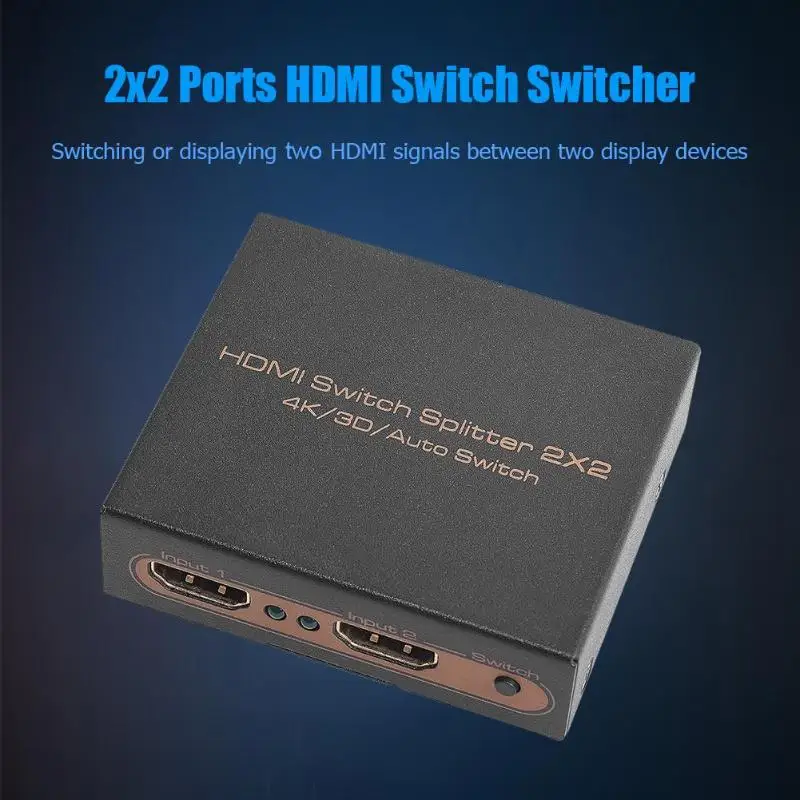 ALLOYSEED 2x2 Переключатель HDMI 2 Вход 2 Выход HDMI разделитель, сплиттер адаптер Поддержка 4K 3D 1080P для PS4 HDTV PC DVD плеер