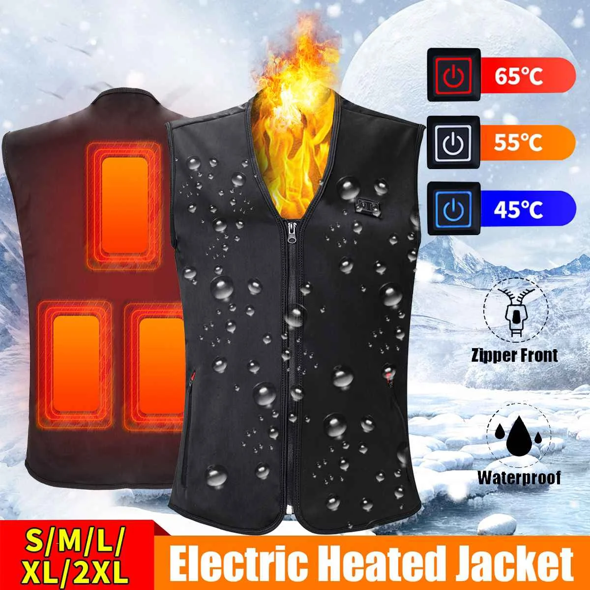 

Men Outdoor USB Infrared Heating Vest Jacket Winter Flexible Electric Thermal Heated Vest Clothing Waistcoat For Sports Hiking