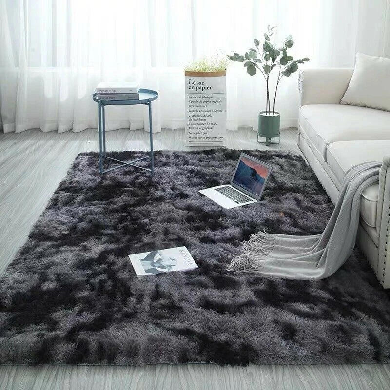 Fashion European Long Hair Bedroom Fur Carpet Bay Window Bedside Mat Washable Personality Blanket Gradient Color Living Room Rug - Цвет: 9