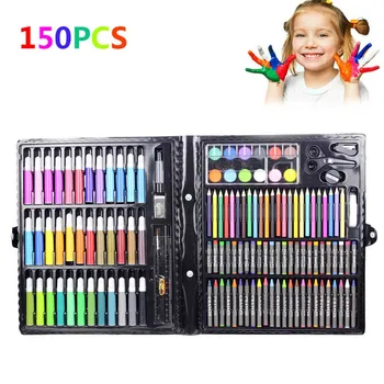 150 Pcs/Set Drawing Tool Kit with Box Painting Brush Art Marker Water Color Pen Crayon Kids Gift For Artists Drawing Supplies