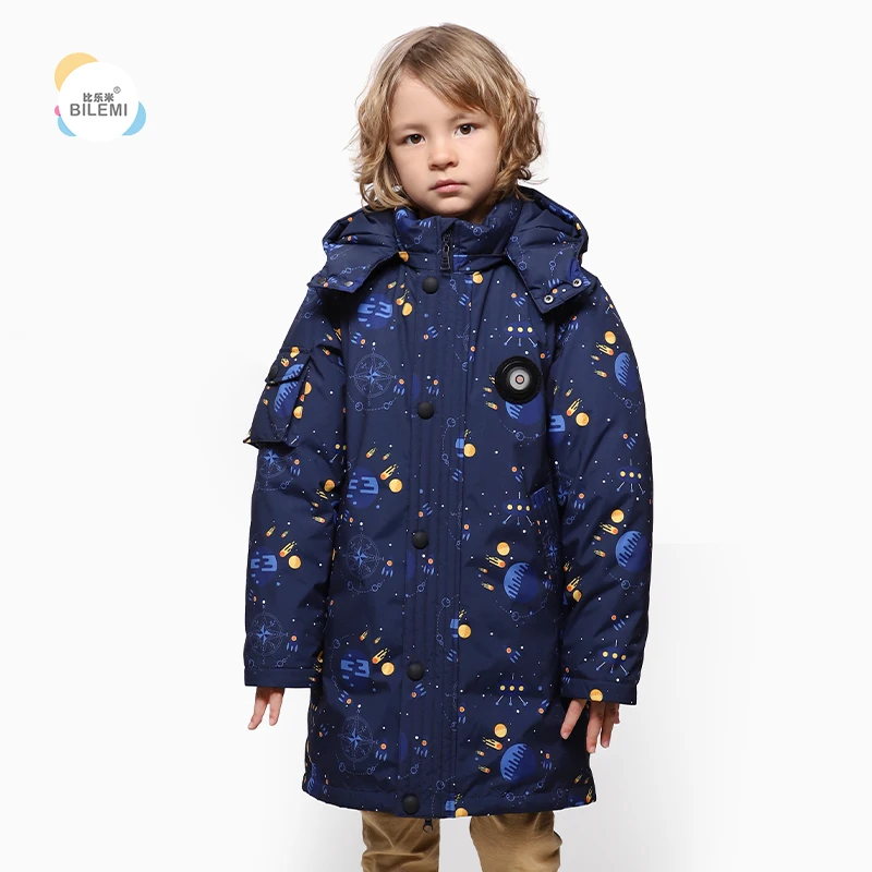 

Bilemi fur collar windproof bubble insulated smart red sale boys winter jacket