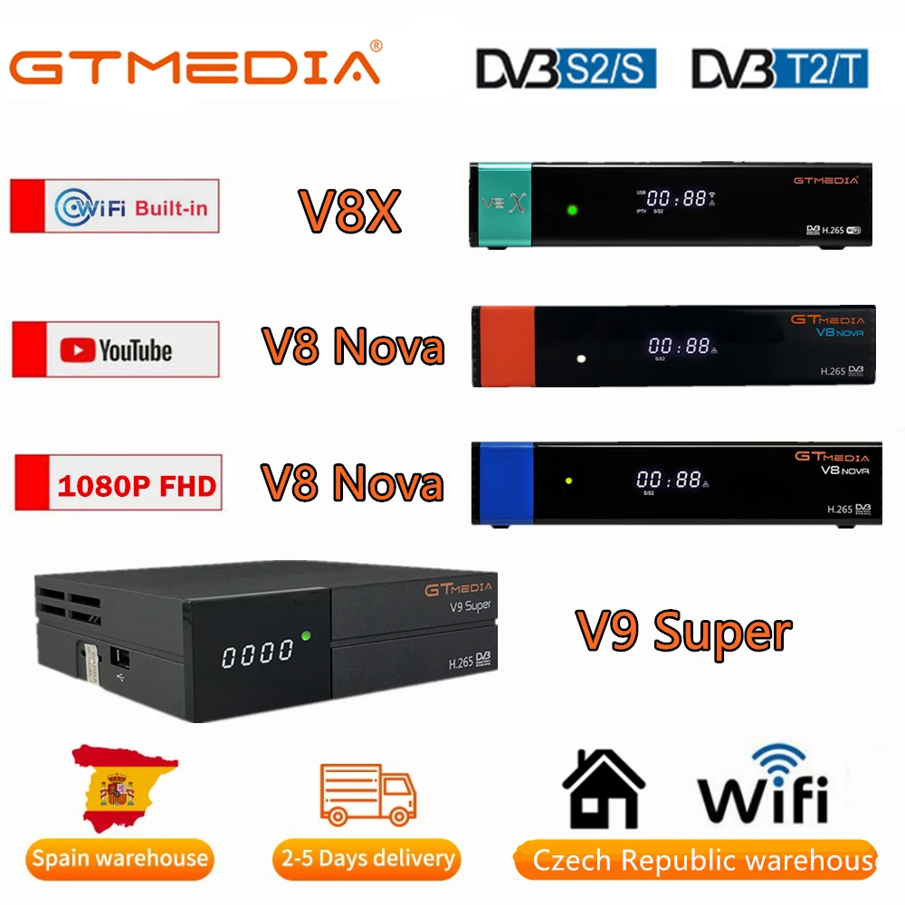 GTmedia V8 Nova 1080P HD DVB-S2 Satellite TV Receiver Built in WIFI Digital Recorder Standard H2.65 media TV BOX