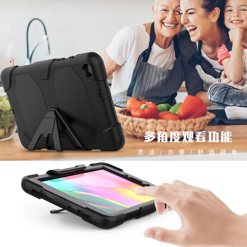 Ударопрочный чехол для Samsung Galaxy Tab A 8,0 SM-T290 SM-T295 планшет детский безопасный ПК силиконовый гибридный Чехол-подставка+ ручка