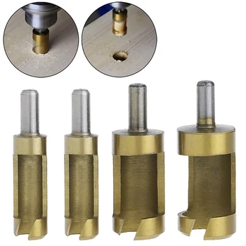 

4Pcs Titanium Shank tenon drill bit wood Bored Hole plug cutter DIY 6-16mm Cork Spike hole saw Drill cutter woodworking tool set