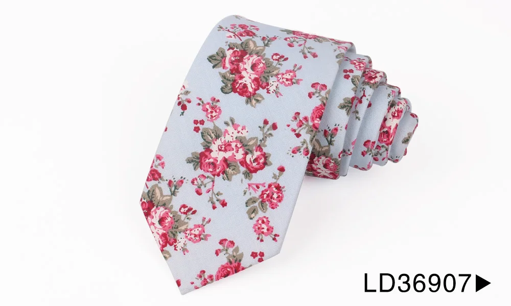 Галстук с цветочным принтом для мужчин и женщин, повседневный хлопчатобумажный галстук, деловые свадебные костюмы, тонкий галстук для мужчин, галстук Gravatas - Цвет: LD36907