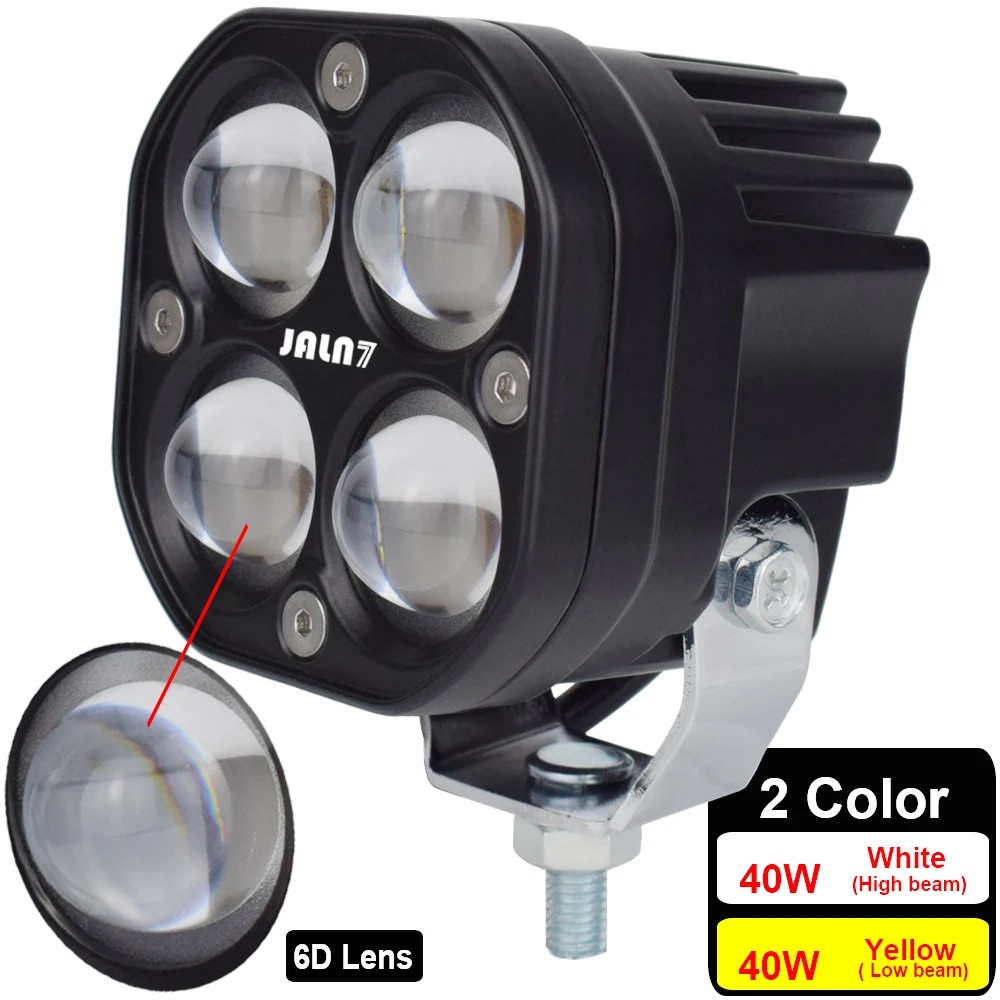 JALN7 Car 40W LED 4x4 Work Light Motorcycle Driving Headlight Square 3Inch  Yellow White DC 12V