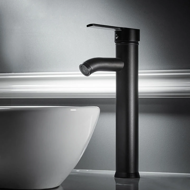 

Stainless Steel Paint Black Basin Faucet Single Hole Bathroom Sink Faucet Cold and Hot Mixer Water Tap Wash Basin Tap Deck Mount