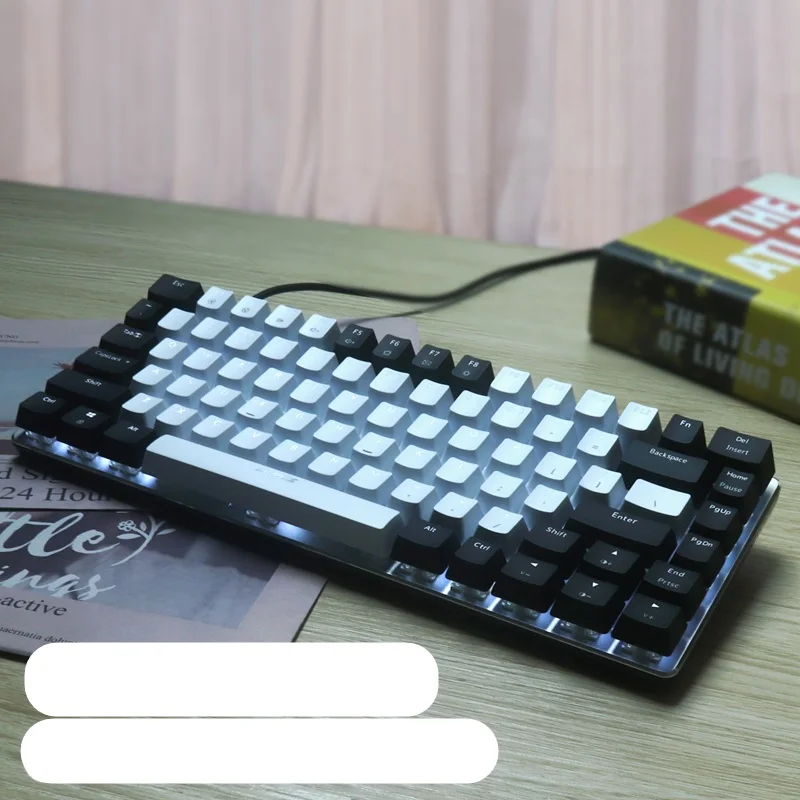 Ajazz AK33 DIY 82 ключ сплав панель USB Проводная Подсветка Mechanica клавиатура синий/черный ось со съемным кабелем