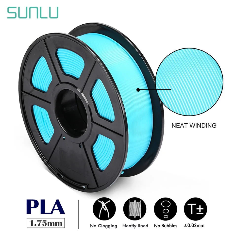

SUNLU Neat Winding 1.75mm PLA Filament For 3D Printer No Tangle Printing Tolerance +/-0.02mm 1KG With Spool